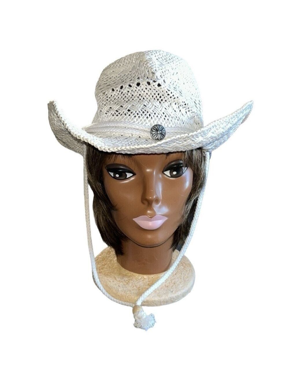 Morgan Taylor Caroline Cowboy Hat with Adjustable Chin Cord in White